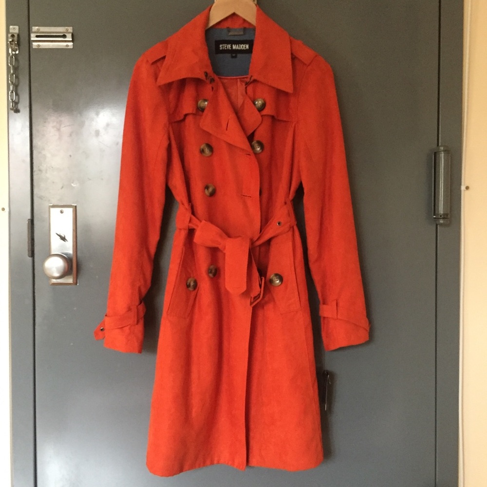 Faux suede trench coat